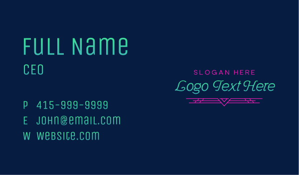 Neon Lifestyle Wordmark Business Card Design Image Preview