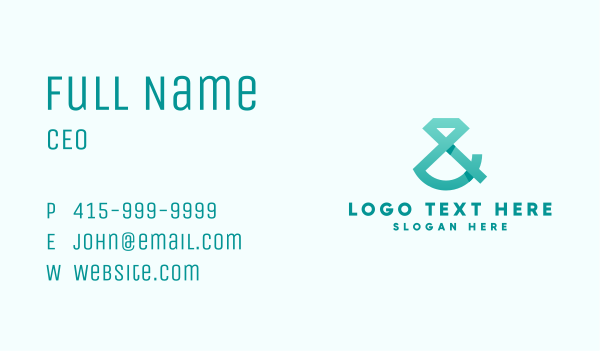 Teal Diamond Ampersand Business Card Design Image Preview