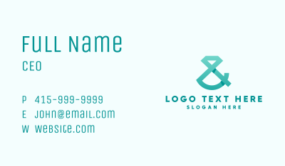Teal Diamond Ampersand Business Card Image Preview