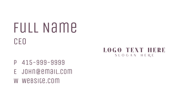 Elegant Style Wordmark Business Card Design Image Preview