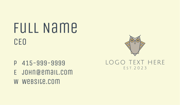Grey Owl Mascot  Business Card Design Image Preview
