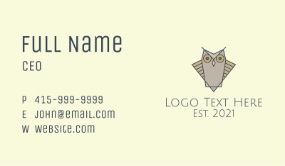 Grey Owl Mascot  Business Card