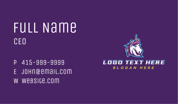 Unicorn Gaming Streamer Business Card Design Image Preview