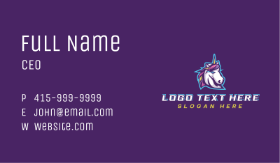 Unicorn Gaming Streamer Business Card Image Preview