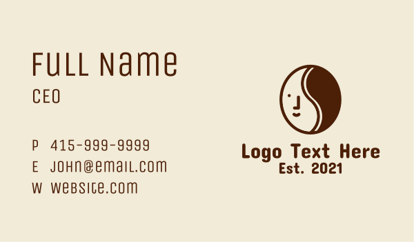 Coffee Bean Face  Business Card Design Image Preview