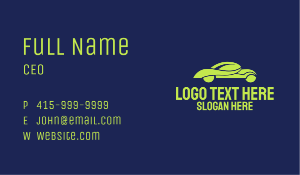 Fancy Green Car Business Card Design Image Preview