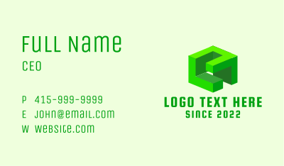 3D Green Construction Block Business Card Image Preview