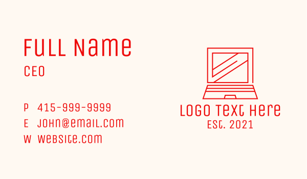 Red Laptop Outline Business Card Design Image Preview
