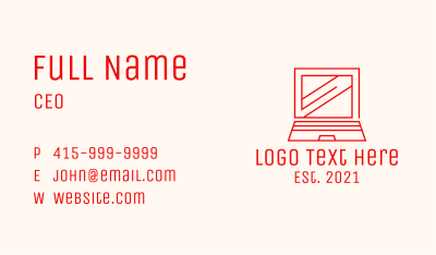 Red Laptop Outline Business Card Image Preview