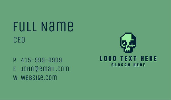 Retro Pixel Skull Business Card Design Image Preview