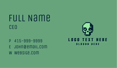 Retro Pixel Skull Business Card Image Preview