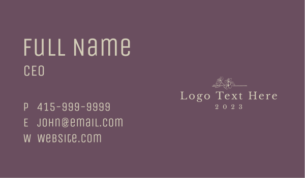 Elegant Flower Wordmark Business Card Design Image Preview