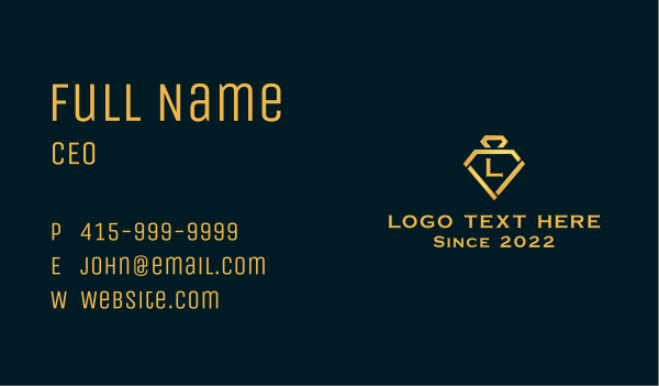 Golden Diamond Letter Business Card Design Image Preview