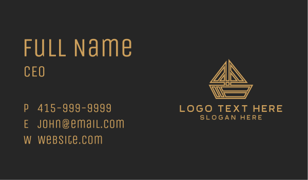 Gold Sailing Boat  Business Card Design Image Preview