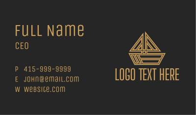 Gold Sailing Boat  Business Card