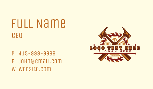 Saw Hammer Woodwork  Business Card Design Image Preview