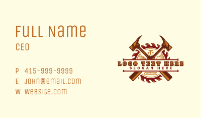 Saw Hammer Woodwork  Business Card Image Preview