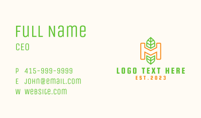 Outline Herb Letter H Business Card Image Preview