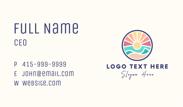 Summer Sunset Island Business Card Design Image Preview