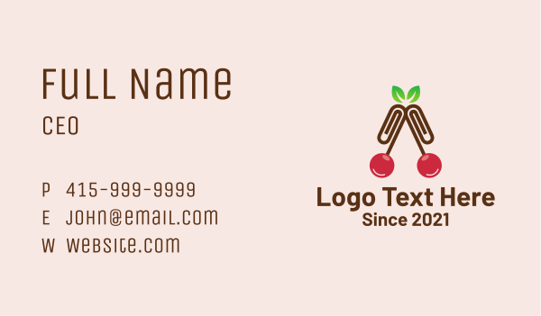 Cherry Paper Clip Business Card Design Image Preview