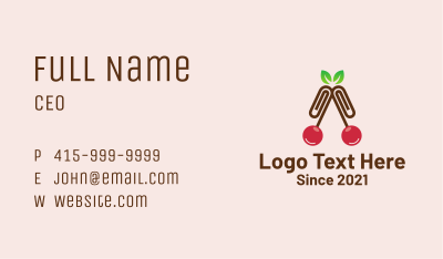 Cherry Paper Clip Business Card Image Preview