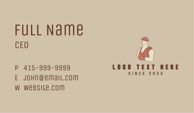 Construction Worker Mascot Business Card Image Preview