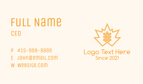 Orange Leaf Outline  Business Card Design Image Preview