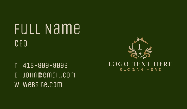 Luxury Crest Floral Business Card Design Image Preview