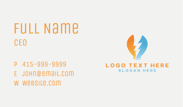 Light Bulb Lightning Business Card Design Image Preview