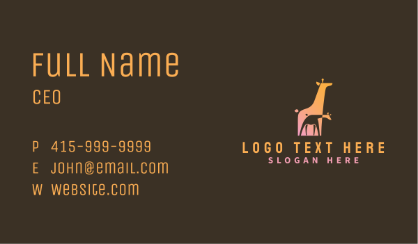 Wildlife Giraffe Zoo Business Card Design Image Preview