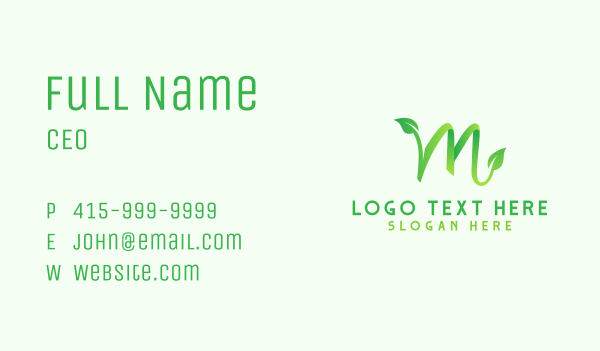 Green Leaf Letter M Business Card Design Image Preview