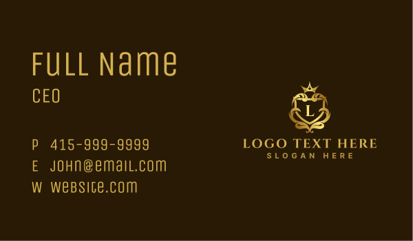 Luxury Ornate Royal Crest Business Card Design Image Preview