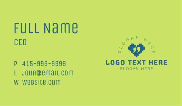 Pixel Heart Quote Business Card Design Image Preview