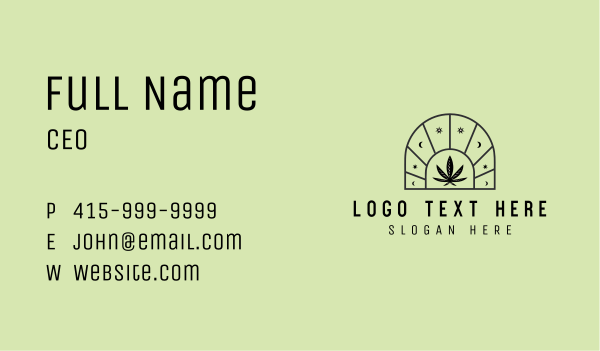 Cosmic Marijuana Leaf Business Card Design Image Preview