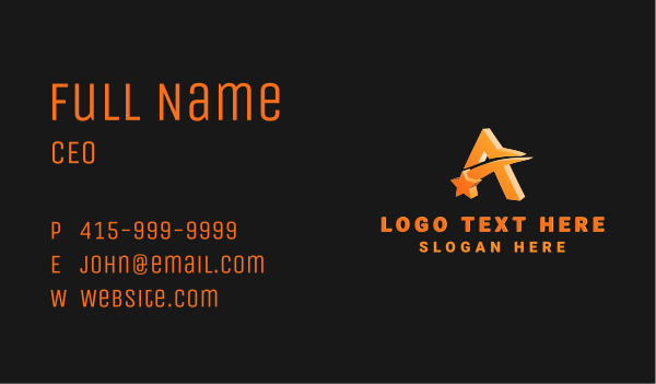 3D Star Multimedia Letter A Business Card Design Image Preview