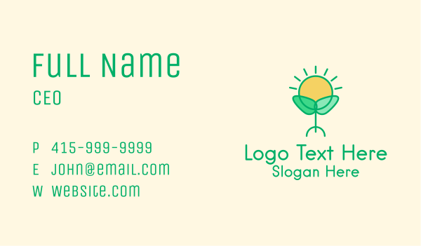 Sun Plant Seedling  Business Card Design Image Preview