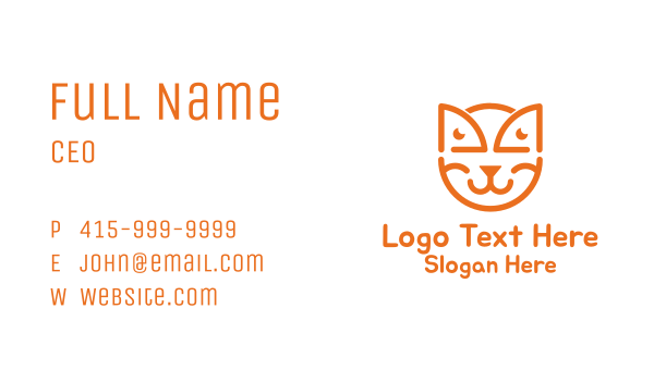 Orange Cat Outline Business Card Design Image Preview