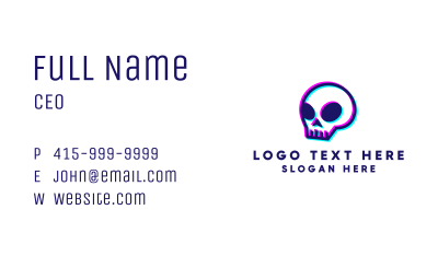 Scary Skull Glitch Business Card Image Preview