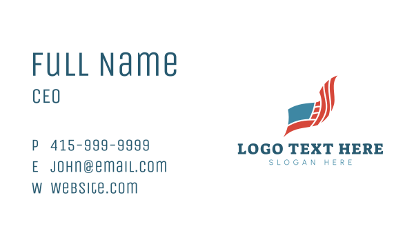 Waving American Flag Business Card Design Image Preview