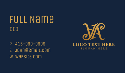 Gold Elegant Boutique Letter VA Business Card Image Preview
