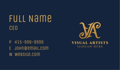 Gold Elegant Boutique Letter VA Business Card Image Preview