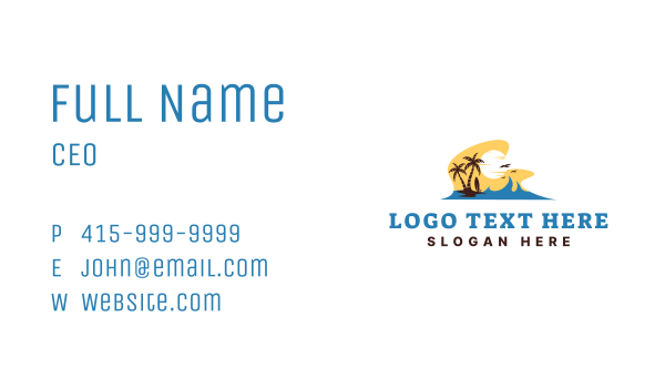 Island Travel Surf Business Card Design Image Preview