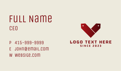 Red Coupon Letter V Business Card Image Preview