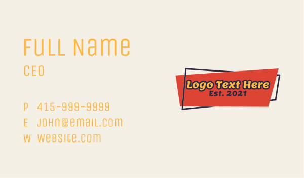 Fun Retro Wordmark  Business Card Design Image Preview