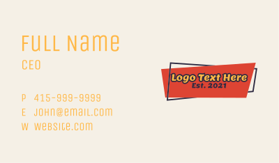 Fun Retro Wordmark  Business Card Image Preview