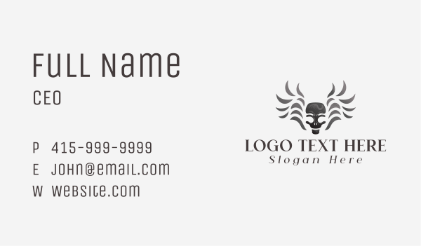 Wing Skull Tattoo Business Card Design Image Preview