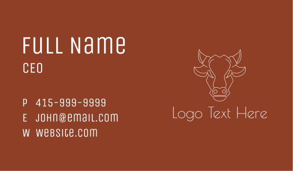 Geometric Cow Head Line Business Card Design Image Preview