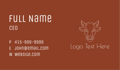 Geometric Cow Head Line Business Card