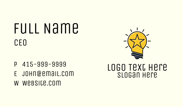 Lightbulb Star Idea  Business Card Design Image Preview