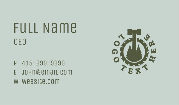 Hammer Tree Sawmill Carpentry Business Card Design Image Preview